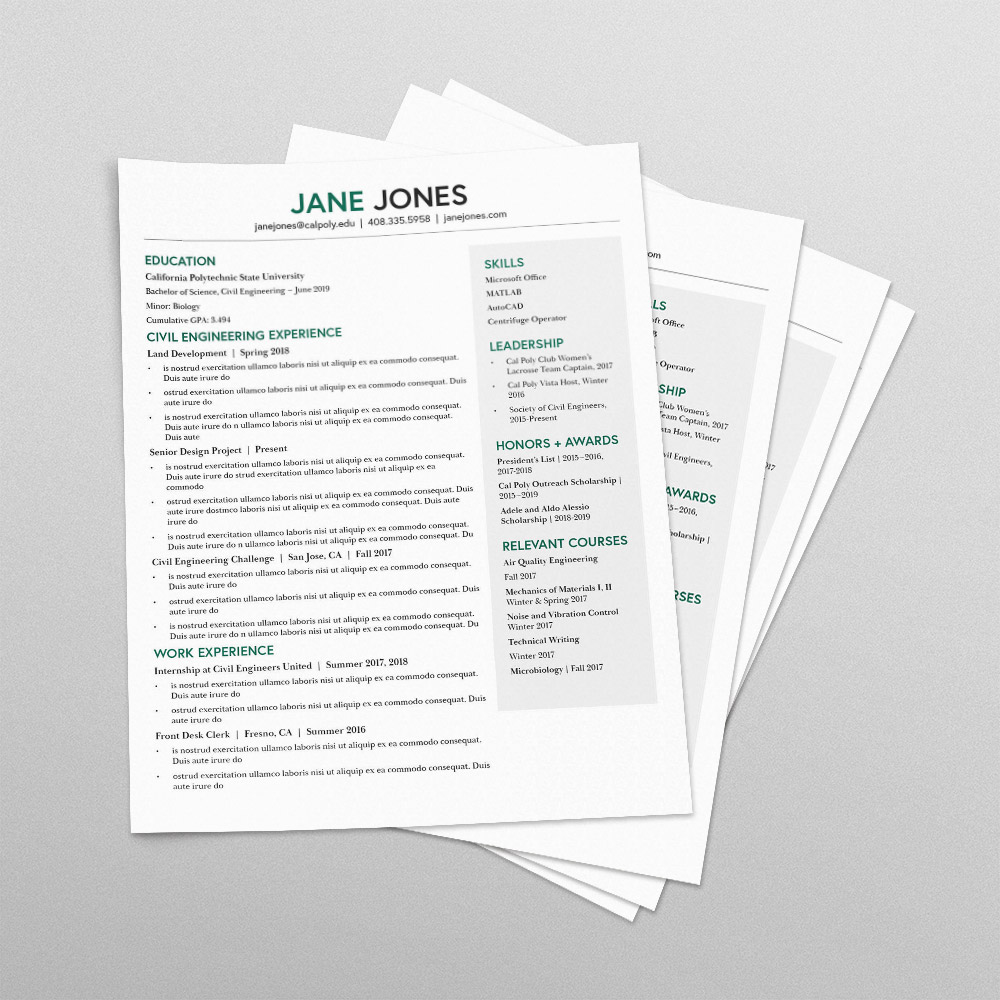 papers stacked high with blue resume template