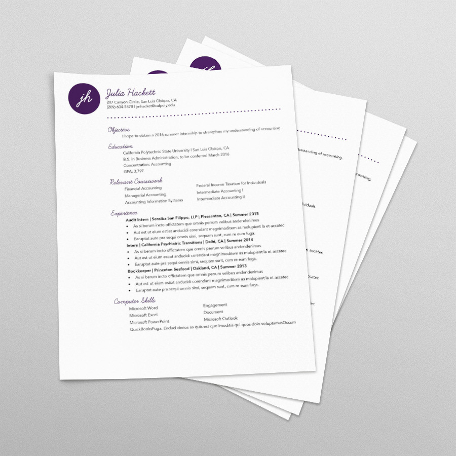 papers stacked high with blue resume template