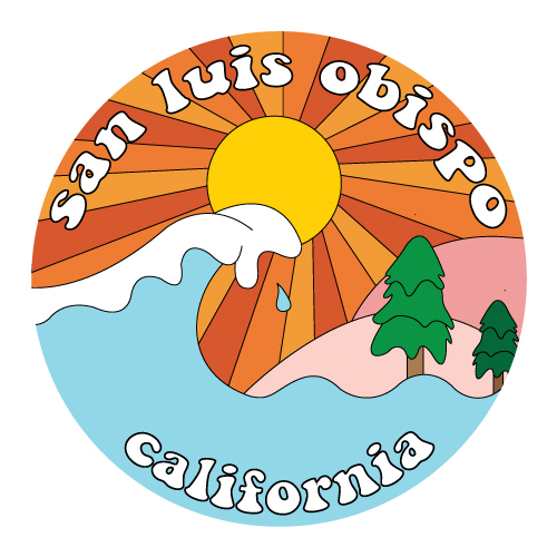 san luis obispo california sticker with a wave in the image